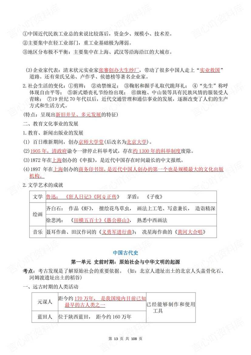 初中历史 | 中考中外知识考点背诵默写提纲插图初中历史3