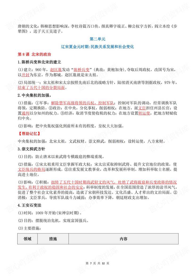 初中历史 | 新教材七下章节知识点背诵默写插图初中历史4