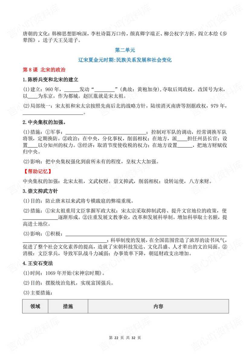 初中历史 | 新教材七下章节知识点背诵默写插图初中历史9