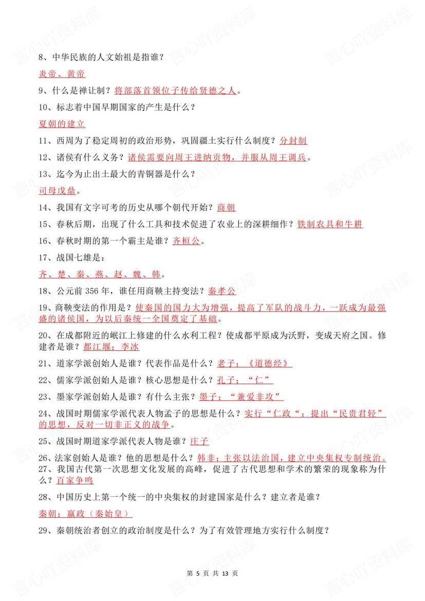 初中历史 | 中考必备知识点+简答题背诵梳理插图初中历史3