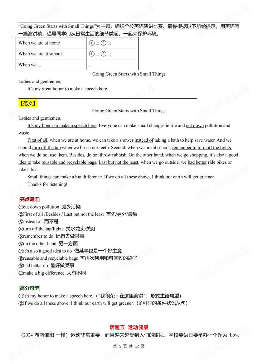 初中英语 | 中考英语写作常见话题及范文插图初中英语3