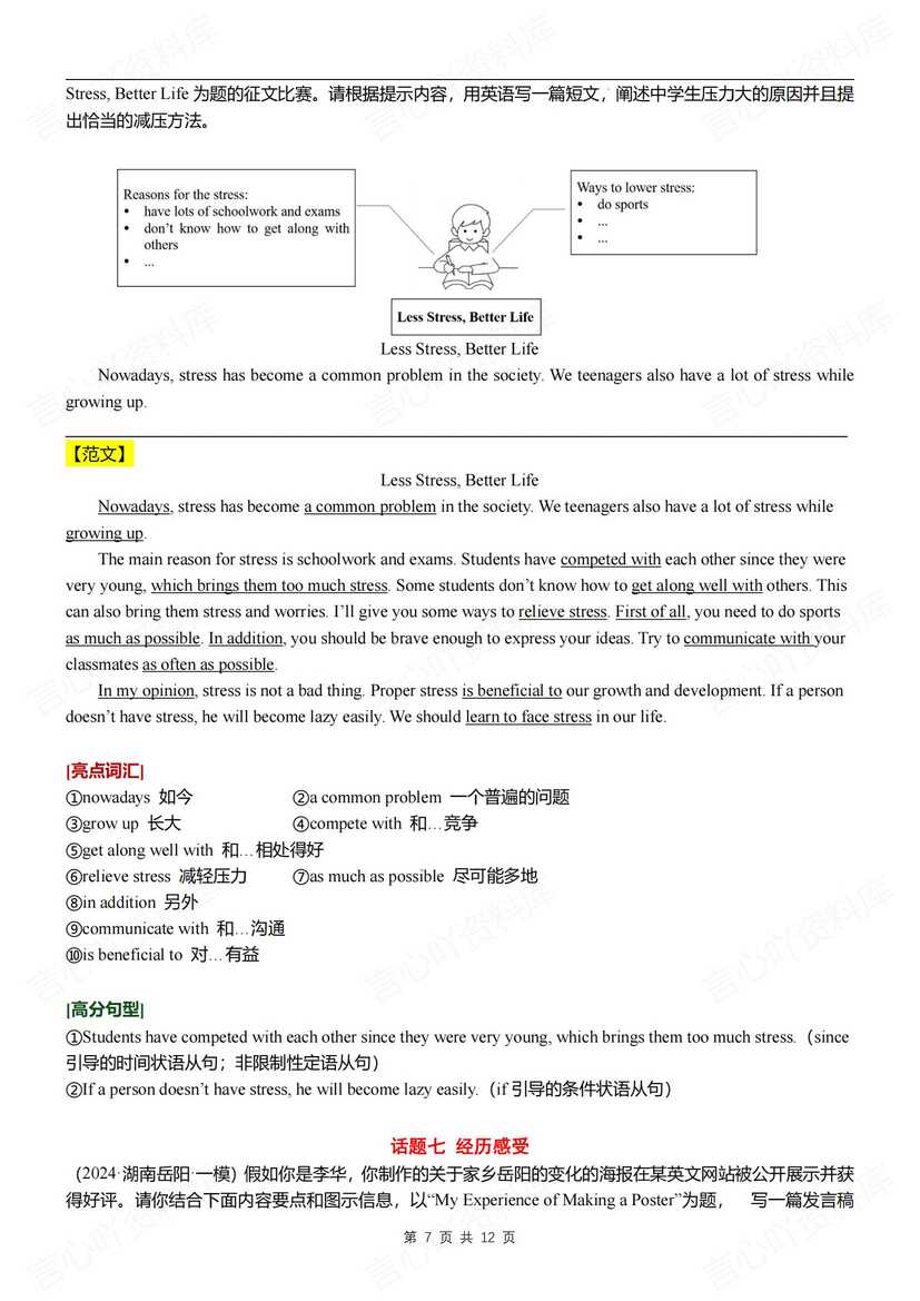 初中英语 | 中考英语写作常见话题及范文插图初中英语4