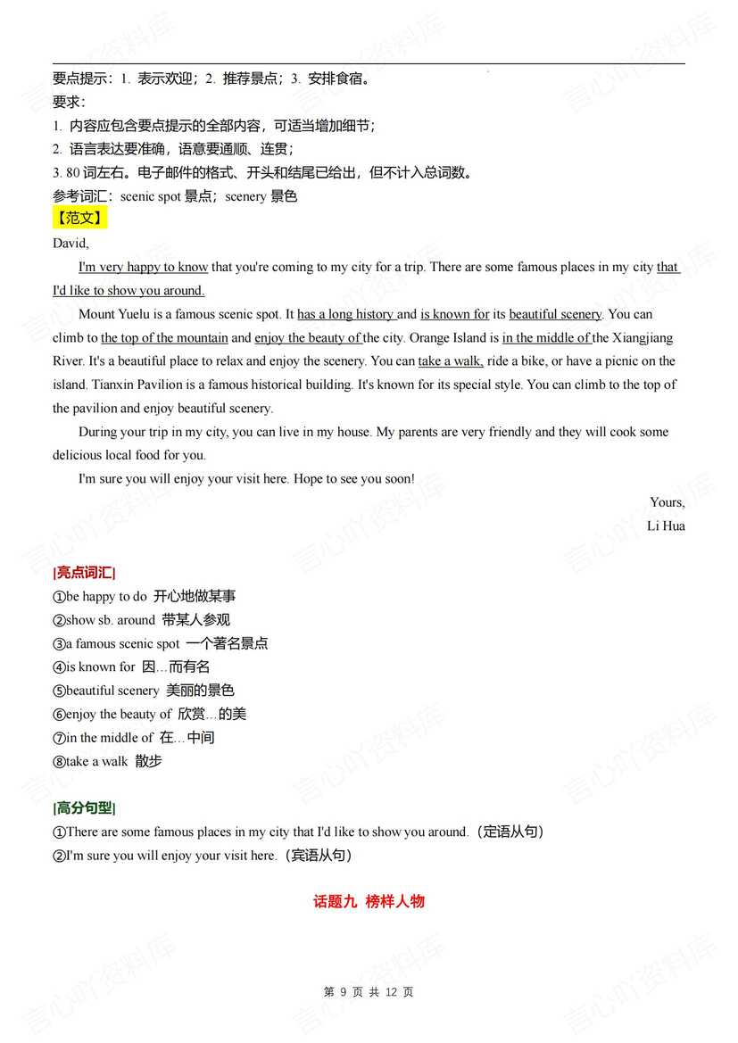 初中英语 | 中考英语写作常见话题及范文插图初中英语5