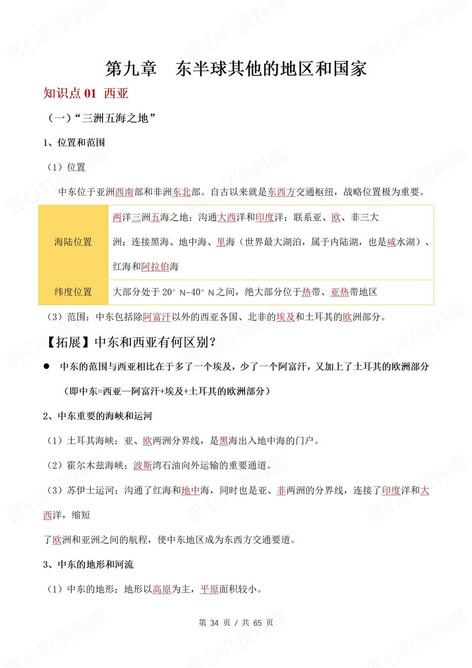 初中地理 | 新教材人教版七年级下册同步背默清单（原卷解析版）插图初中地理4
