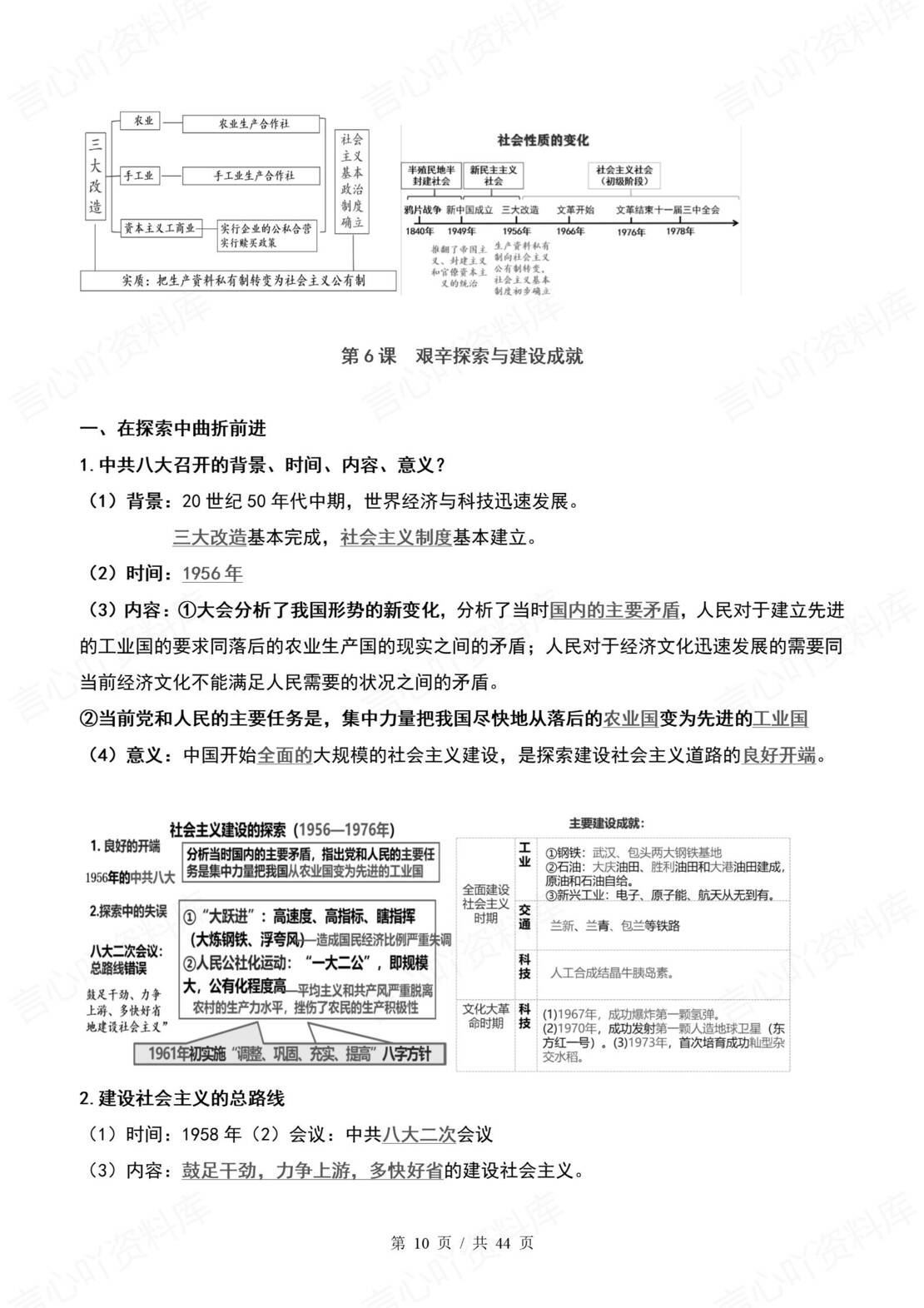 初中历史 | 统编版八年级下常考知识点背诵填空默写（原卷解析版）插图初中历史1