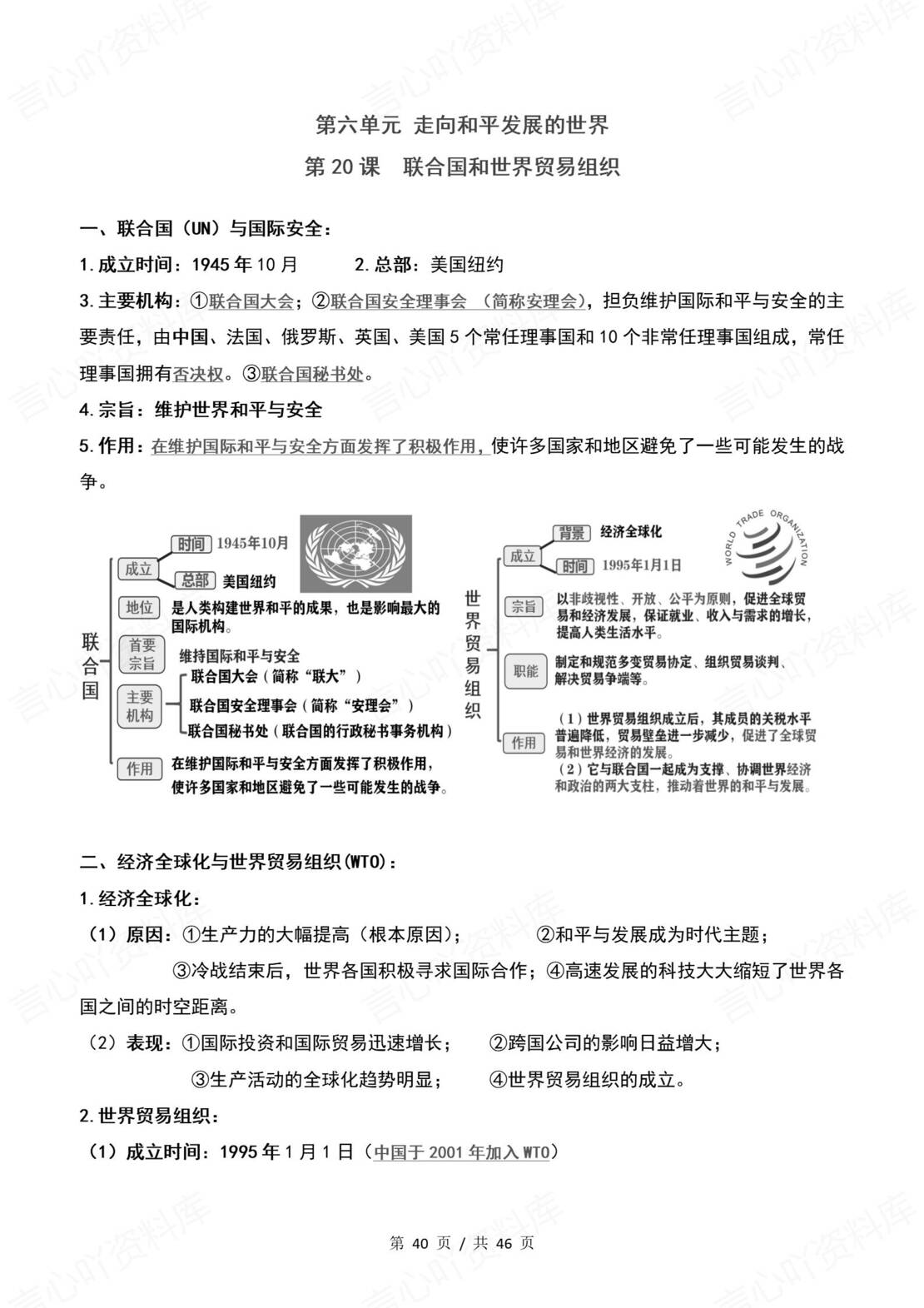 初中历史 | 统编版九年级下常考知识点背诵填空默写（原卷解析版）插图初中历史6