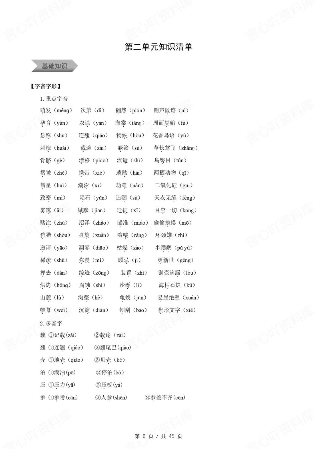 初中语文 | 八年级下同步知识清单（统编版）插图初中语文1