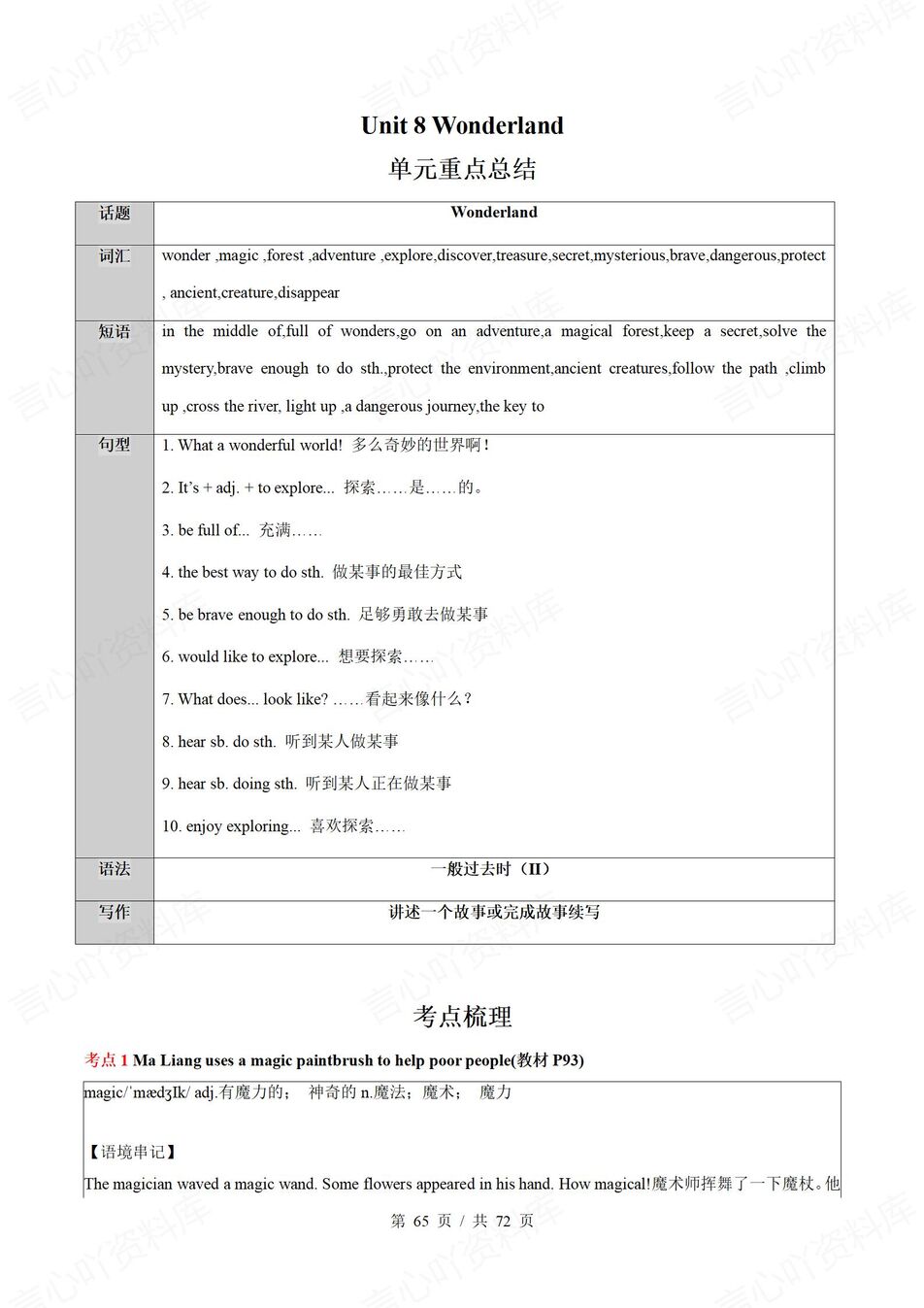初中英语 | 新教材牛津译林版七年级下册单元知识梳理（原卷解析版）插图初中英语8