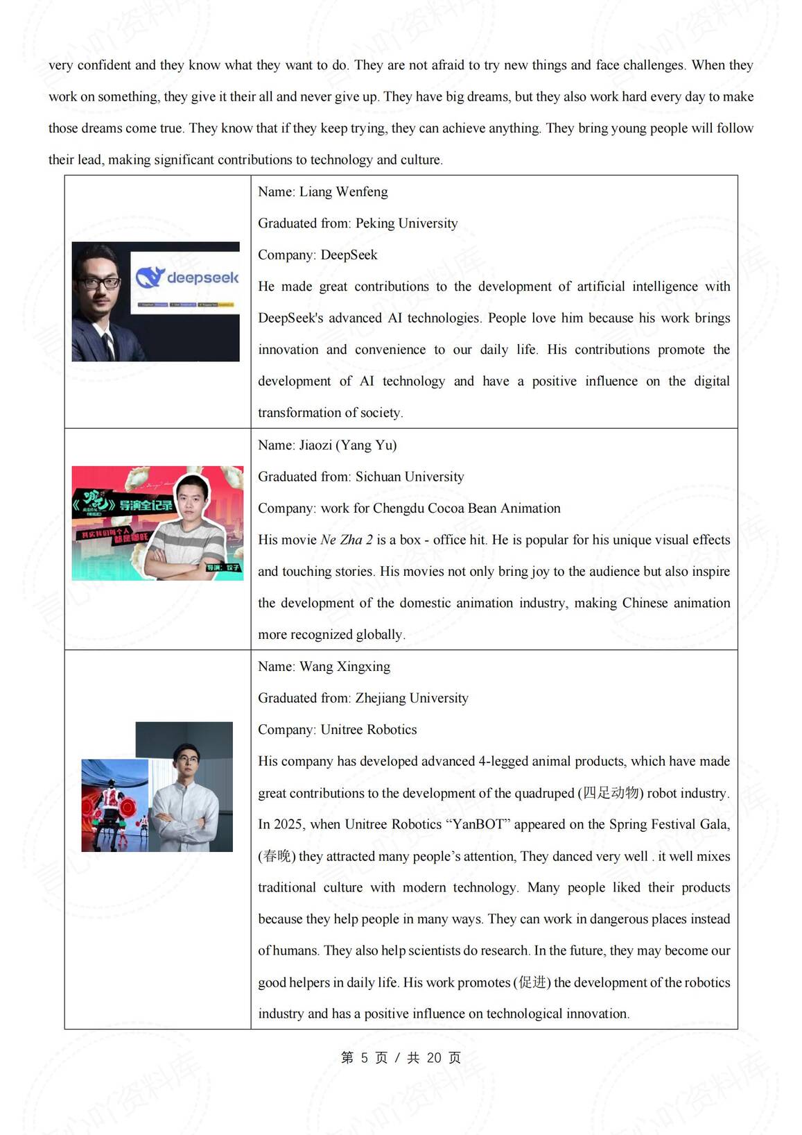 初中英语-2025中考英语热点话题阅读时文阅读及练习（国士无双黄旭华-deepseek梁文峰-哪吒饺子-秧歌机器人王兴兴等）插图初中英语4