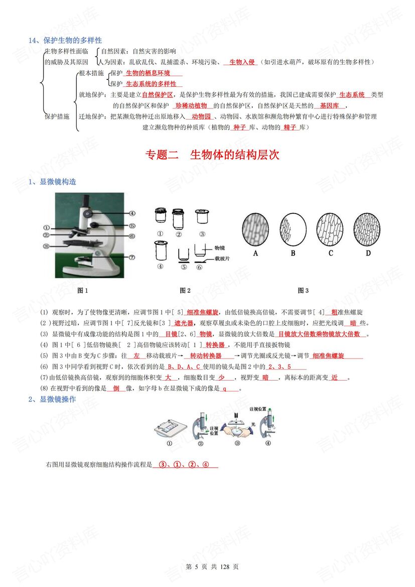 初中生物 | 会考复习专题知识梳理背诵默写插图初中生物2