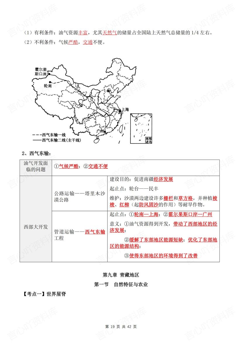 初中地理 | 人教版八下单元知识梳理背默写插图初中地理7