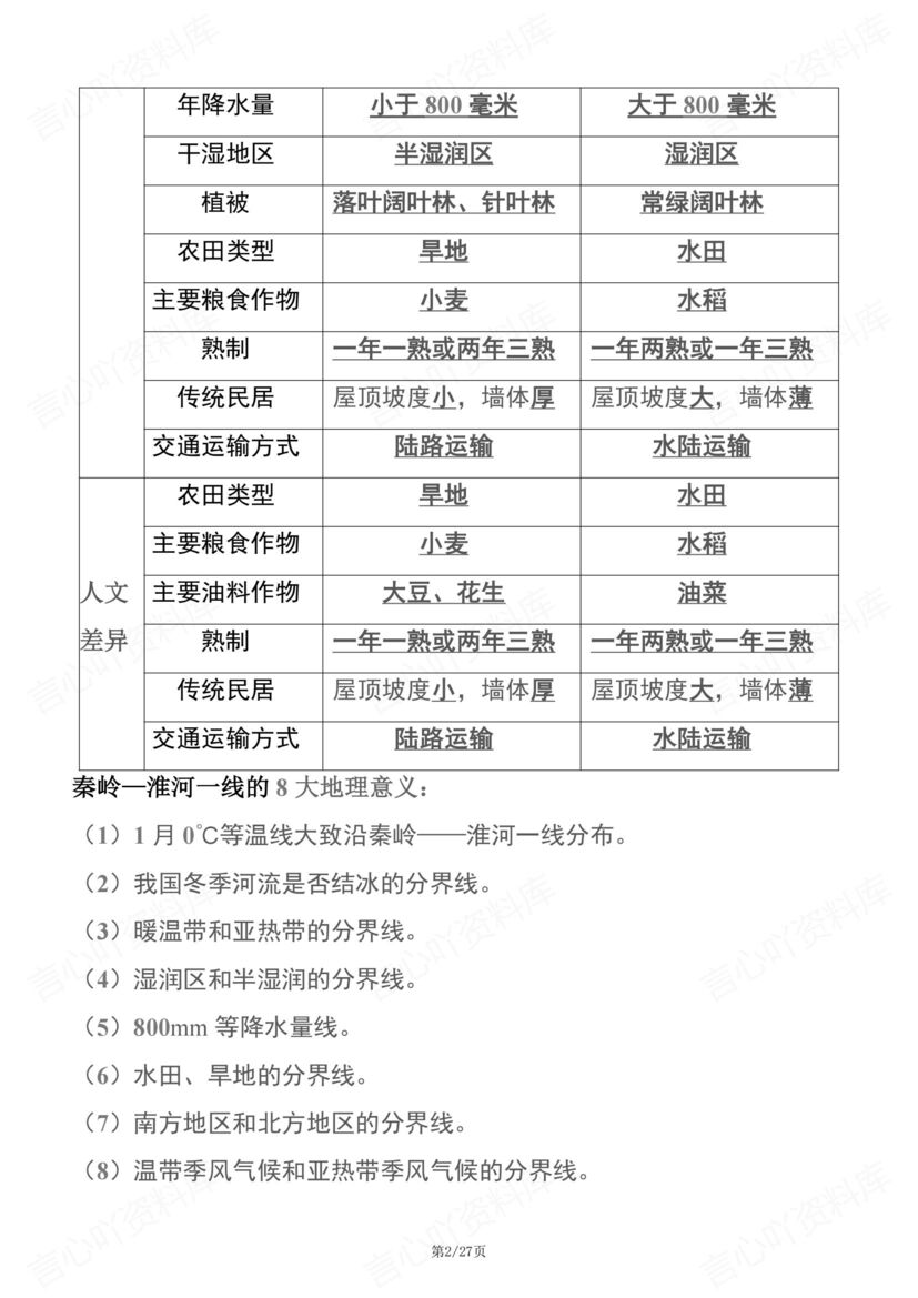 初中地理 | 人教版八下单元知识考点梳理总插图初中地理1