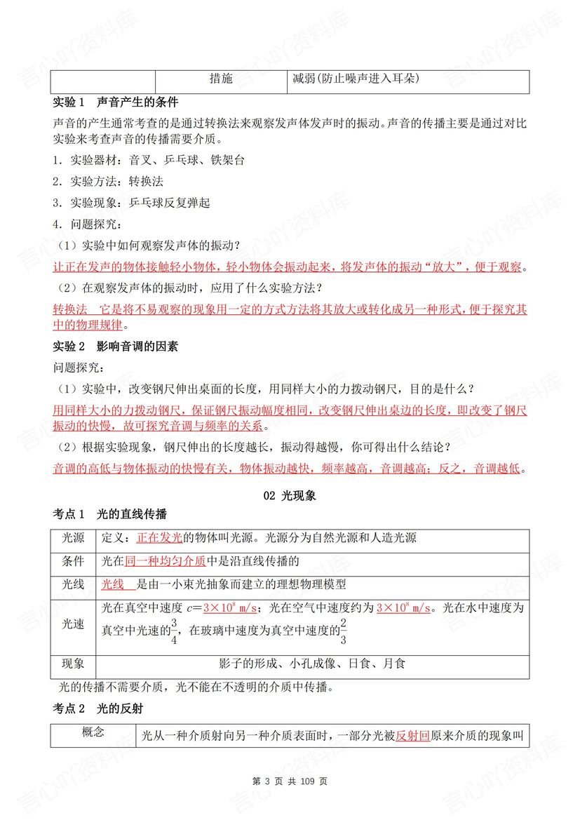 初中物理 | 中考23专题知识点背诵默写清单插图初中物理2