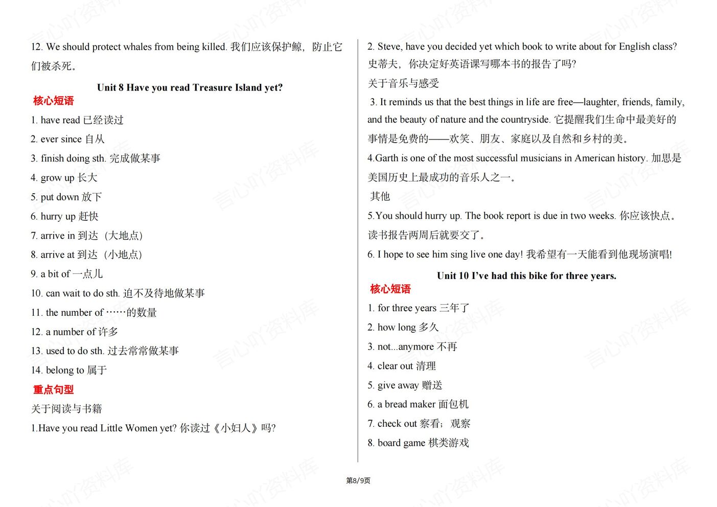 初中英语-人教版八下核心短语和重点句型归纳期末复习插图初中英语7