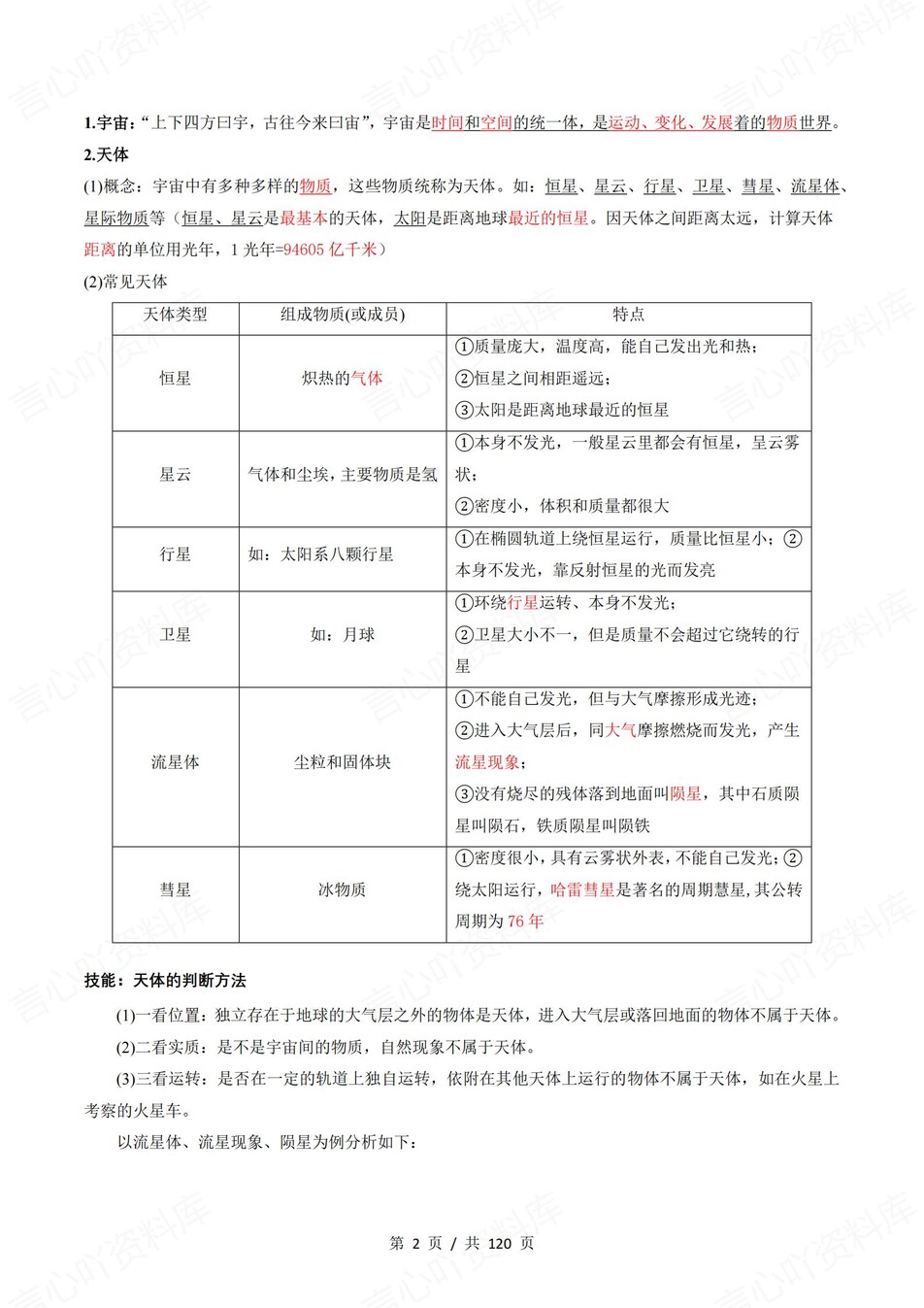 高中地理 | 新鲁教版必修一同步清单填空背诵知识总结梳理（背诵答案）插图高中地理1