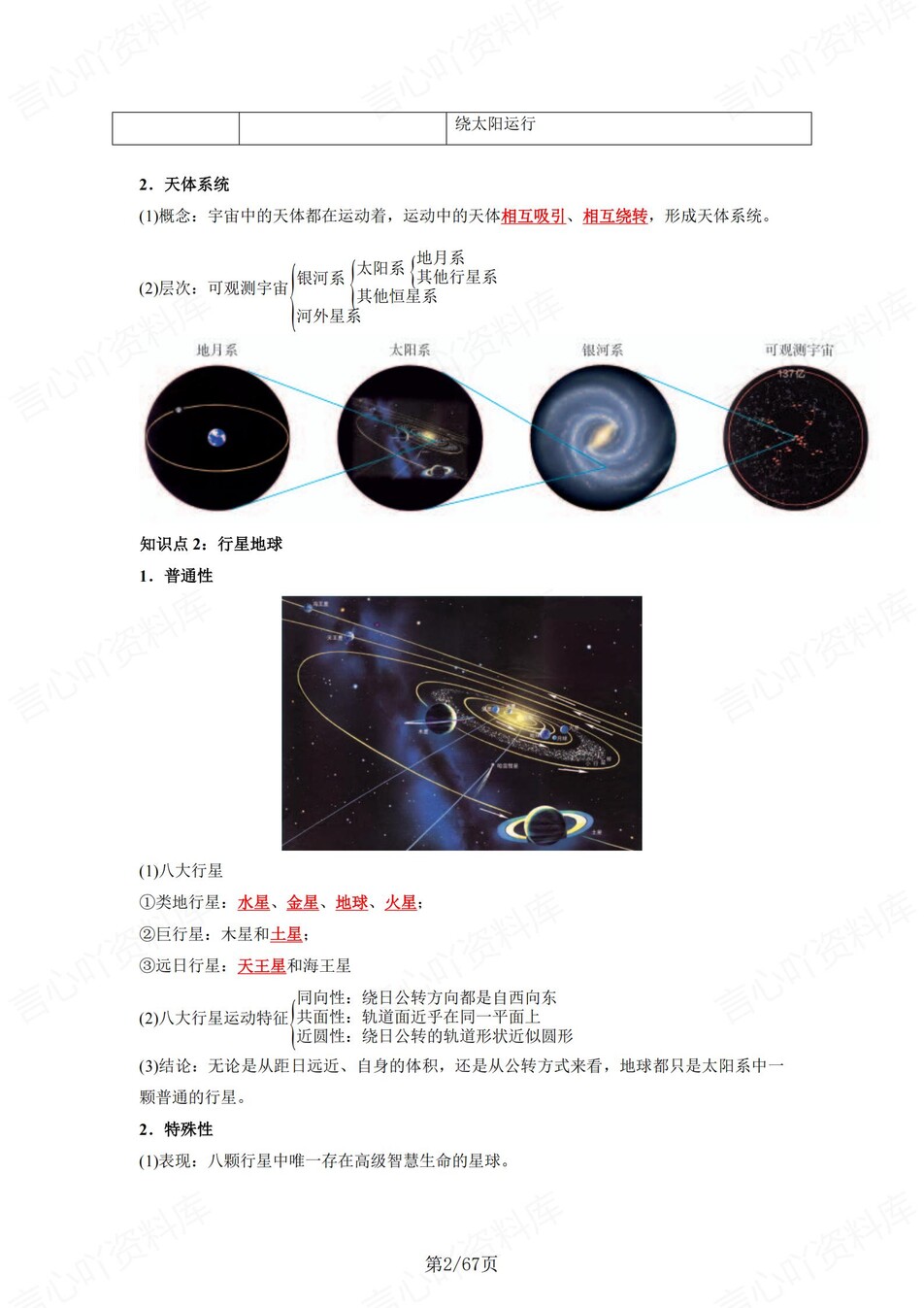 高中地理 | 新人教版必修一同步清单填空背诵知识总结梳理（背诵答案）插图高中地理1