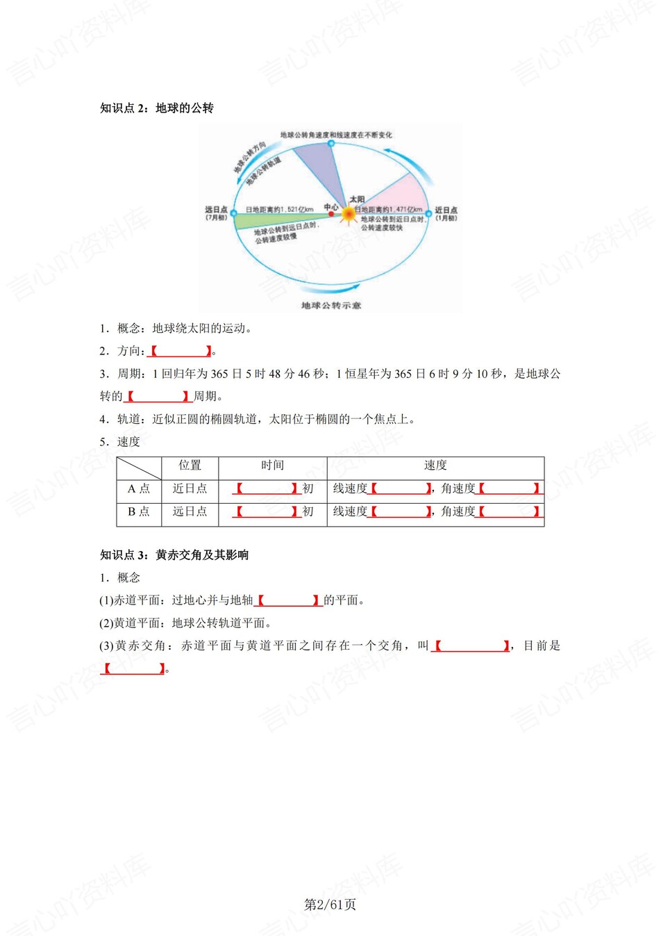 高中地理 | 新人教版选择性必修一同步清单填空背诵知识总结梳理（填空默写）插图高中地理1