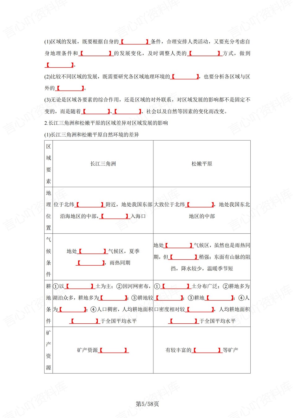 高中地理 | 新人教版选择性必修二同步清单填空背诵知识总结梳理（填空默写）插图高中地理4