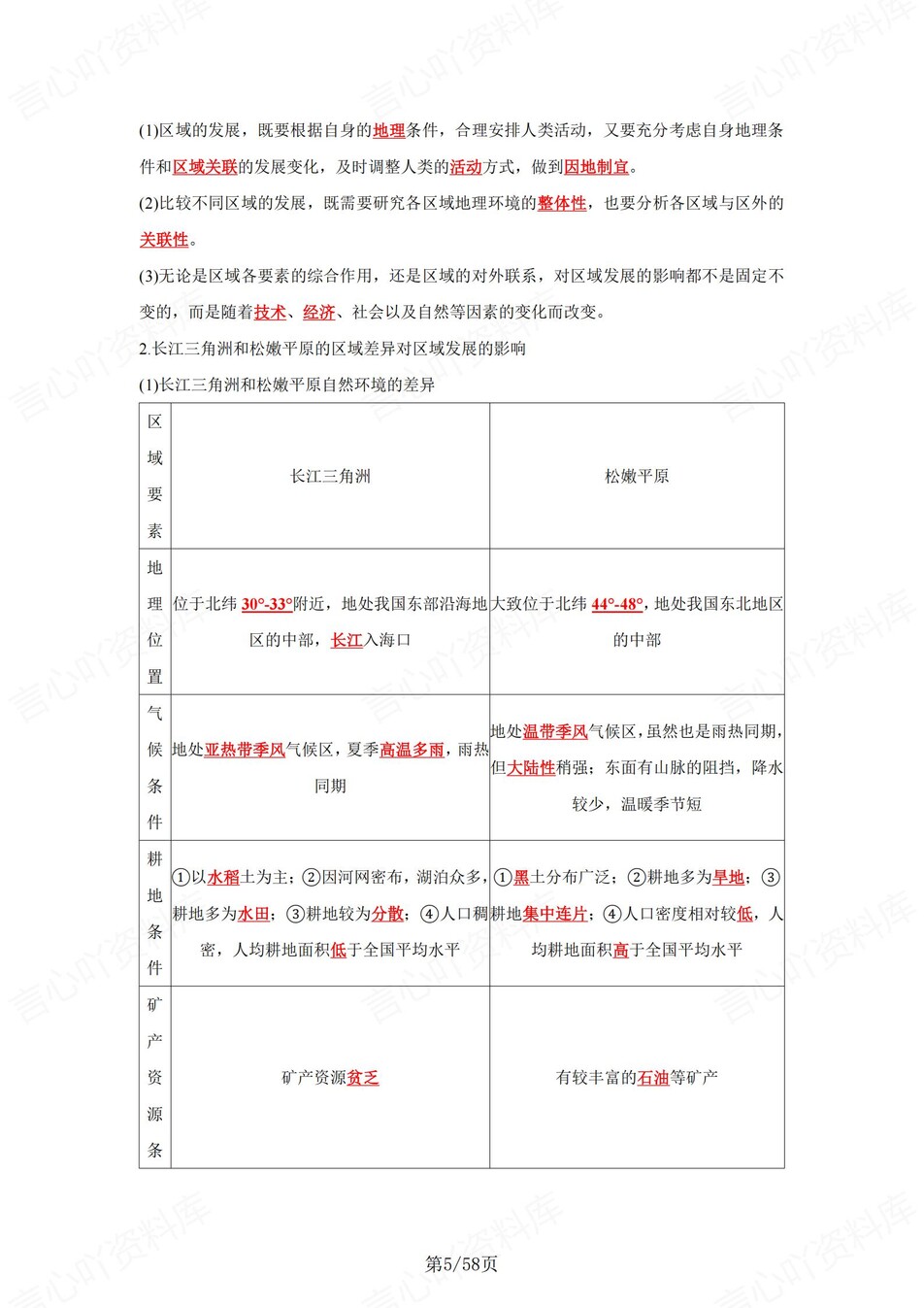 高中地理 | 新人教版选择性必修二同步清单填空背诵知识总结梳理（背诵答案）插图高中地理4
