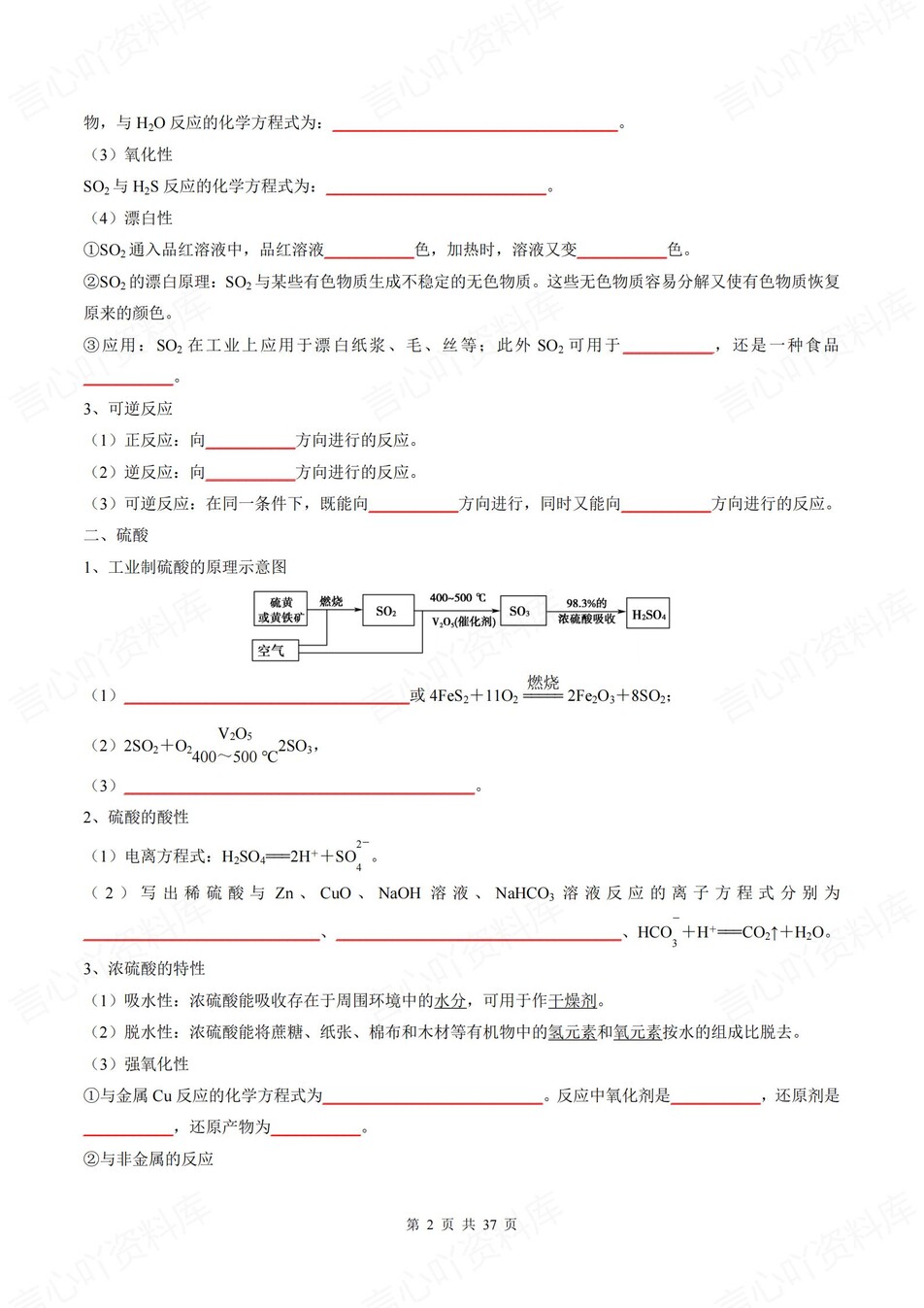 高中化学 | 新人教版必修二同步清单填空背诵知识总结梳理（填空默写）插图高中化学1