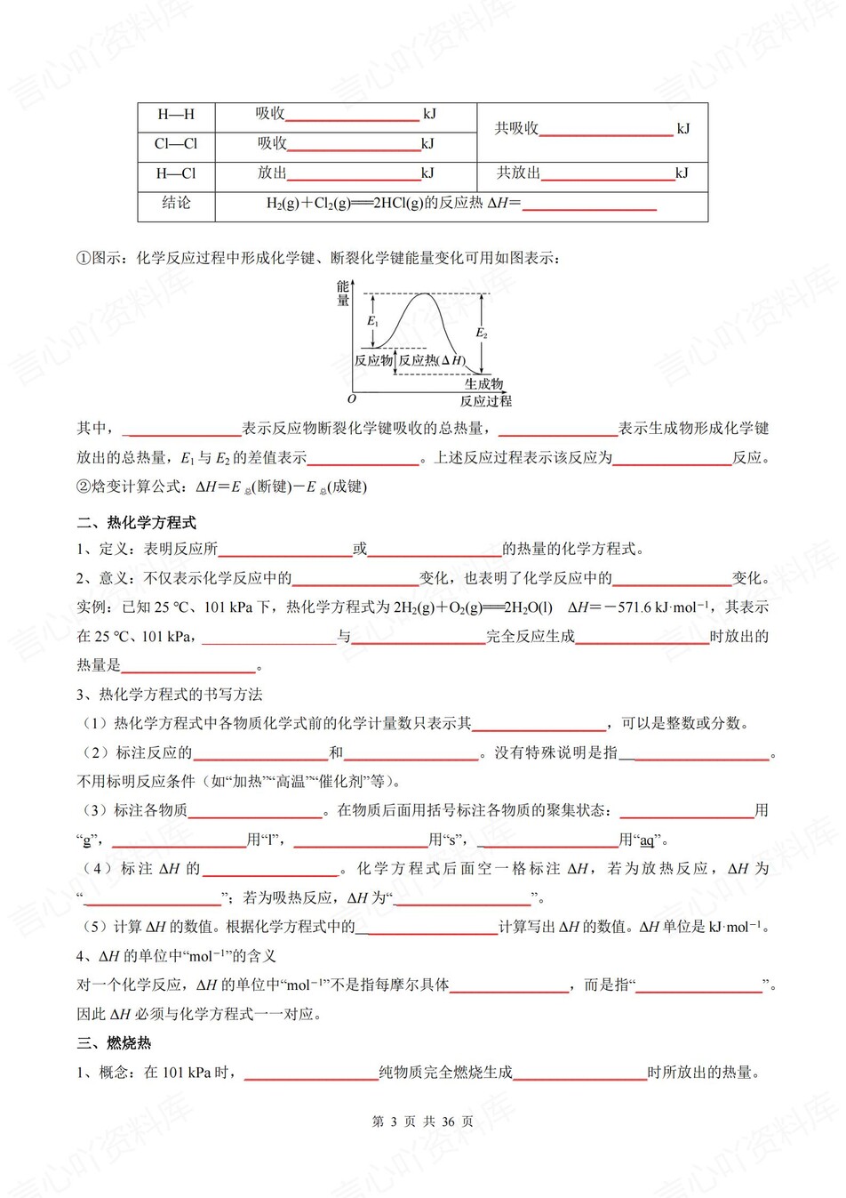 高中化学 | 新人教版选择性必修一同步清单填空背诵知识总结梳理（填空默写）插图高中化学2