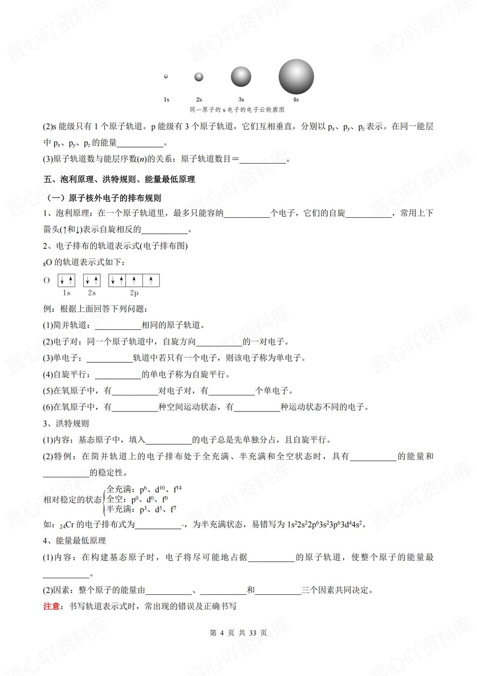 高中化学 | 新人教版选择性必修二同步清单填空背诵知识总结梳理（填空默写）插图高中化学3