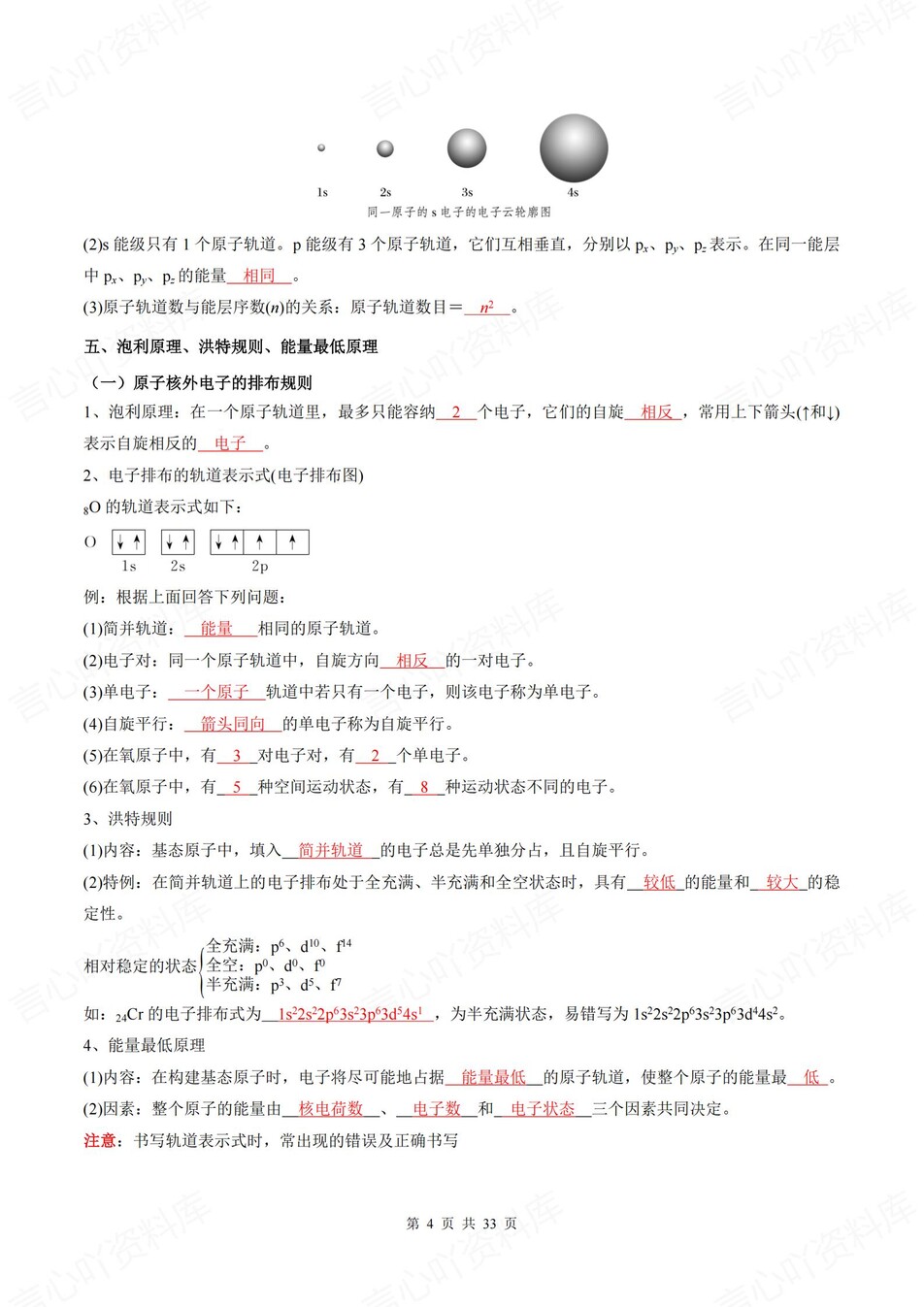 高中化学 | 新人教版选择性必修二同步清单填空背诵知识总结梳理（背诵答案）插图高中化学3