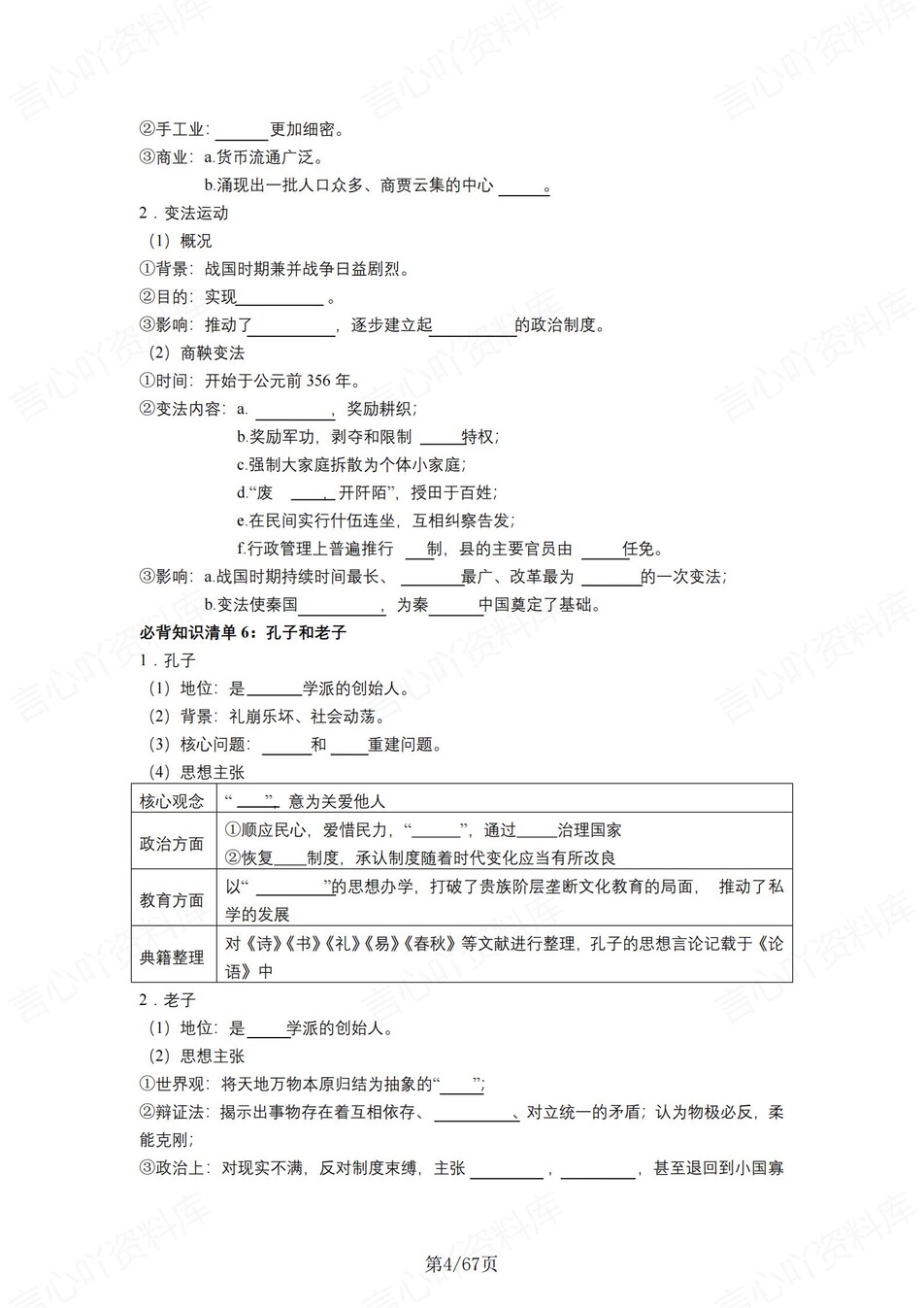 高中历史 | 统编版必修上同步清单填空背诵知识总结梳理（填空默写）插图高中历史3