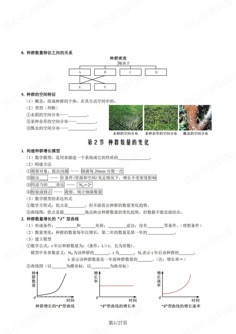 高中生物 | 新人教版选择性必修二同步清单填空背诵知识总结梳理（填空默写）插图高中生物2