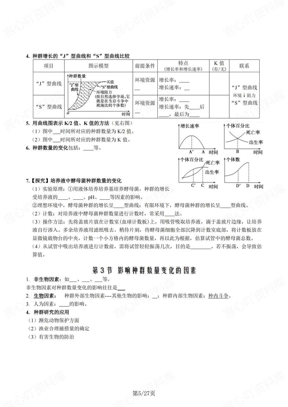 高中生物 | 新人教版选择性必修二同步清单填空背诵知识总结梳理（填空默写）插图高中生物4