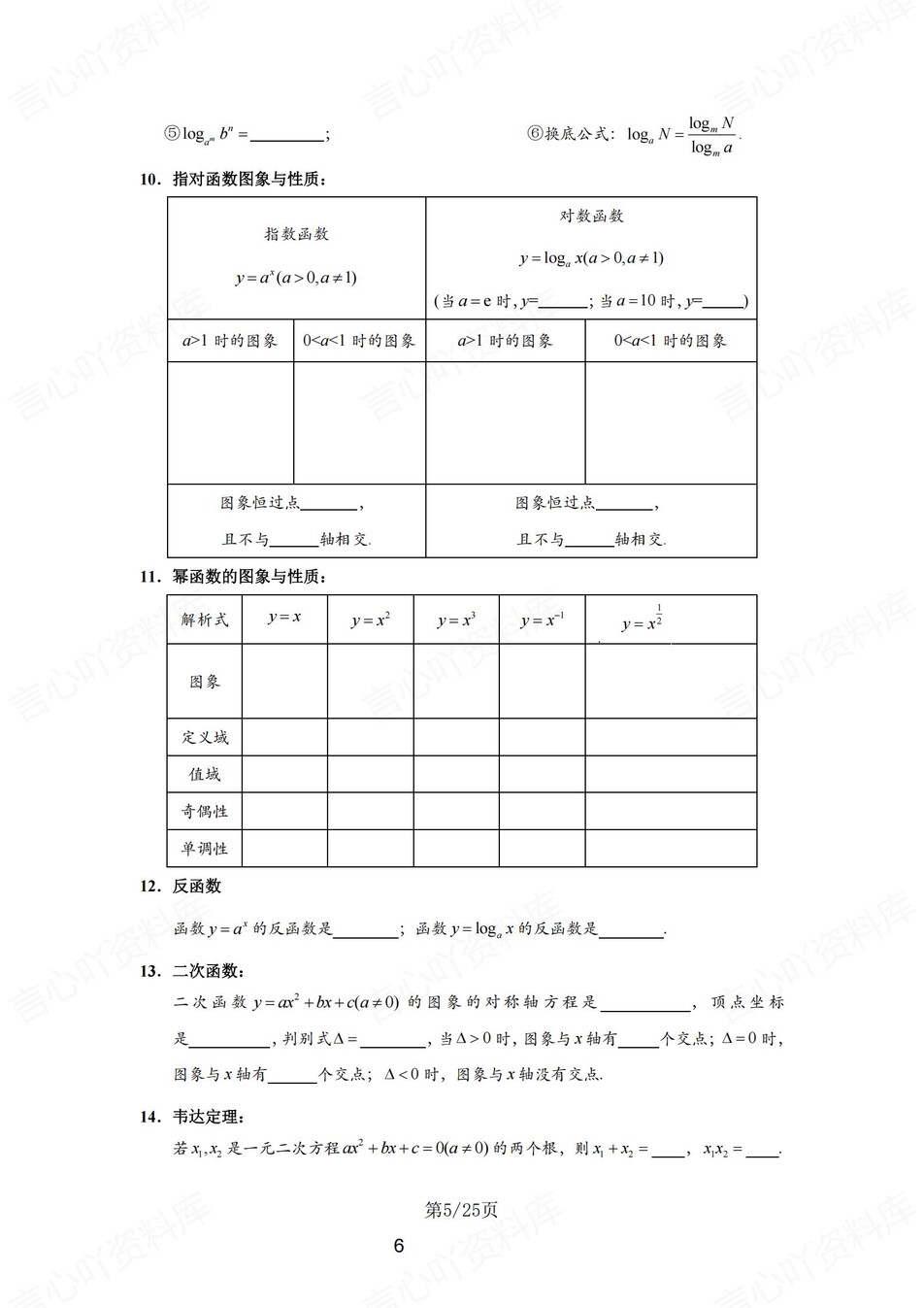高中数学 | 通用版必修选必知识点总结重点公式填空默写（填空默写）插图高中数学4