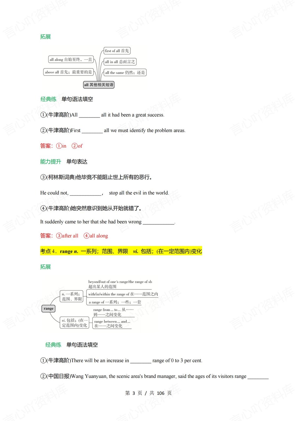 高中英语 | 新人教版必修三同步清单填空背诵知识总结梳理（背诵答案）插图高中英语2