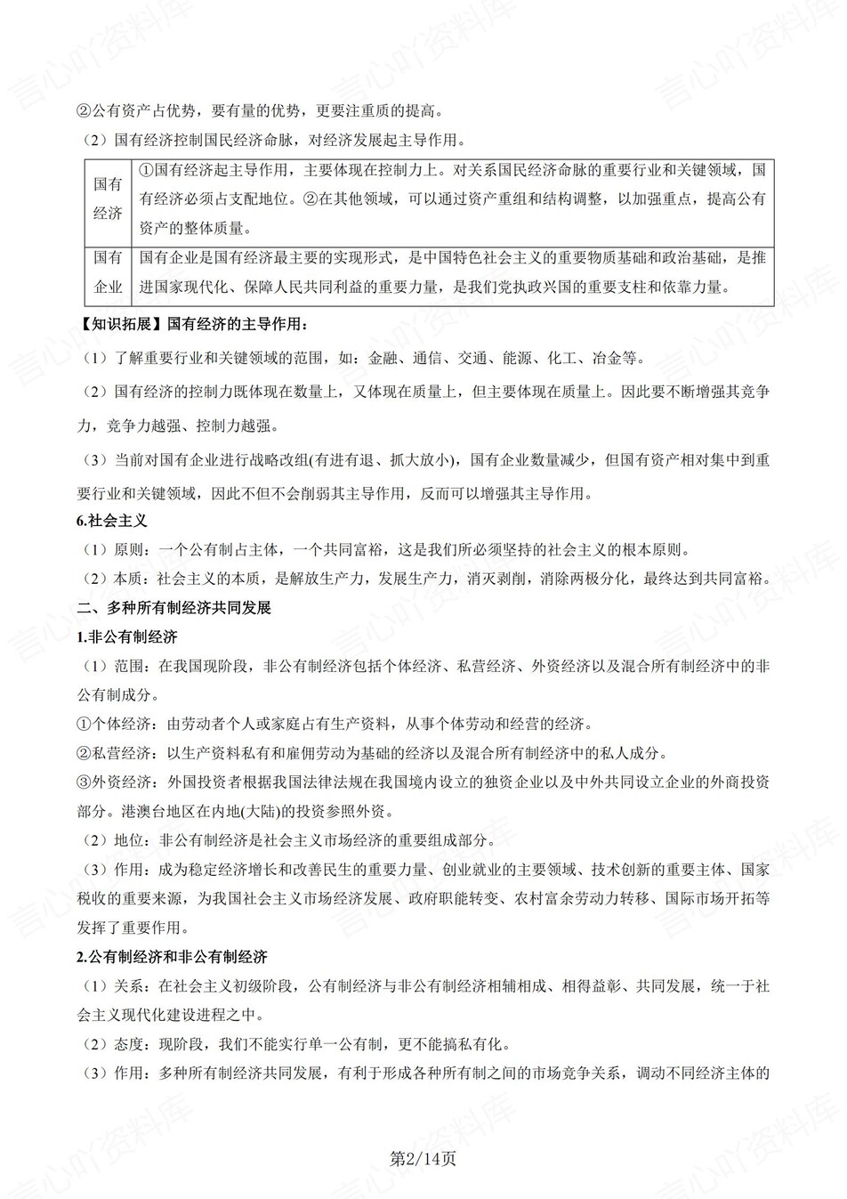 高中政治 | 统编版必修二同步清单填空背诵知识总结梳理（背诵答案）插图高中政治1