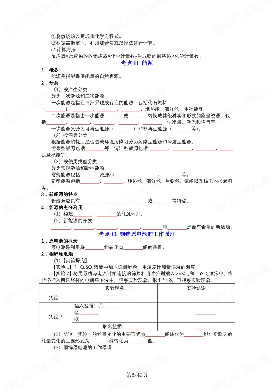 高中化学 | 新苏教版选择性必修一同步清单填空背诵知识总结梳理（填空默写）插图高中化学5