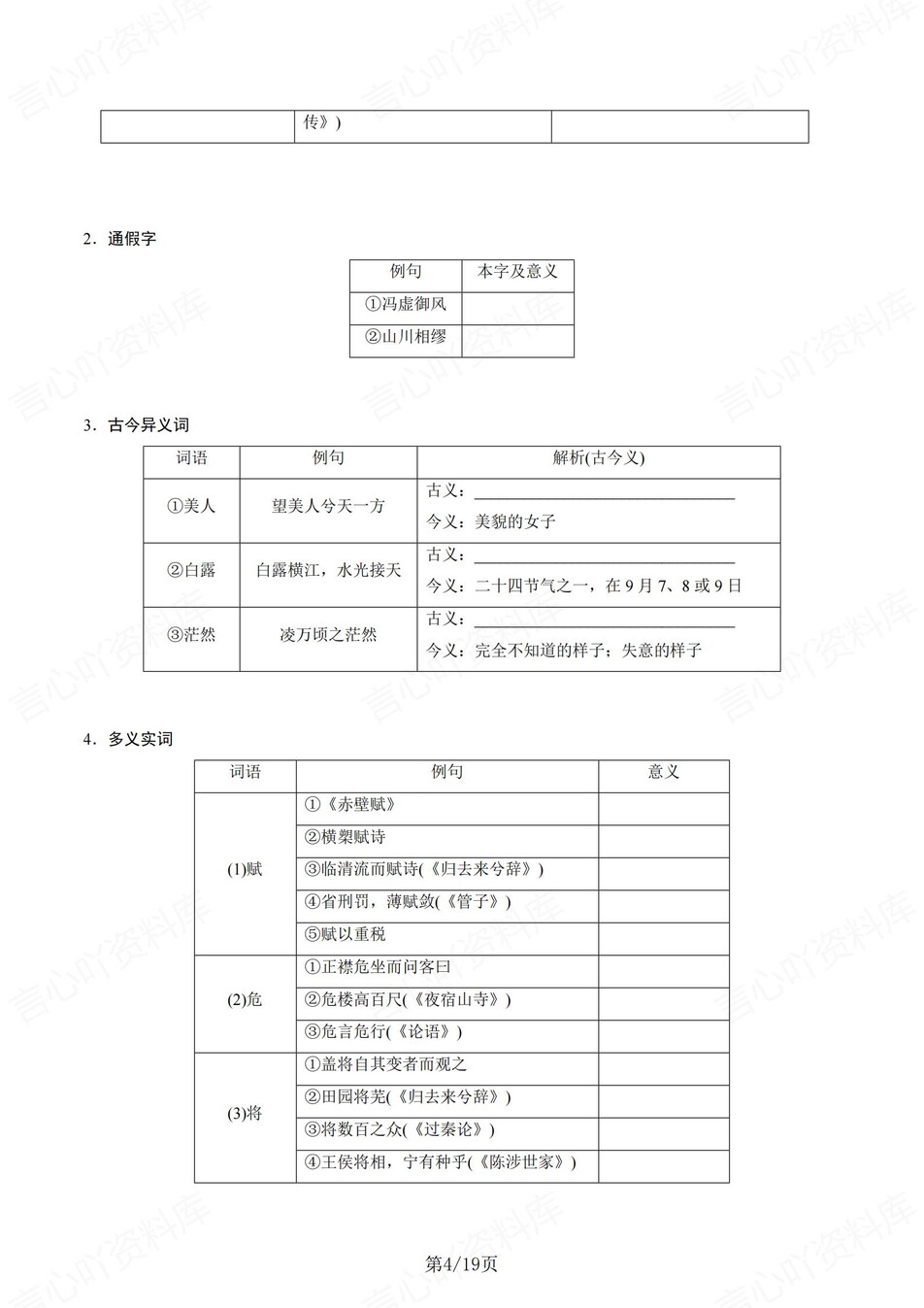 高中语文 | 统编必修上册文言文知识清单挖空训练重点梳理（填空默写）插图高中语文3