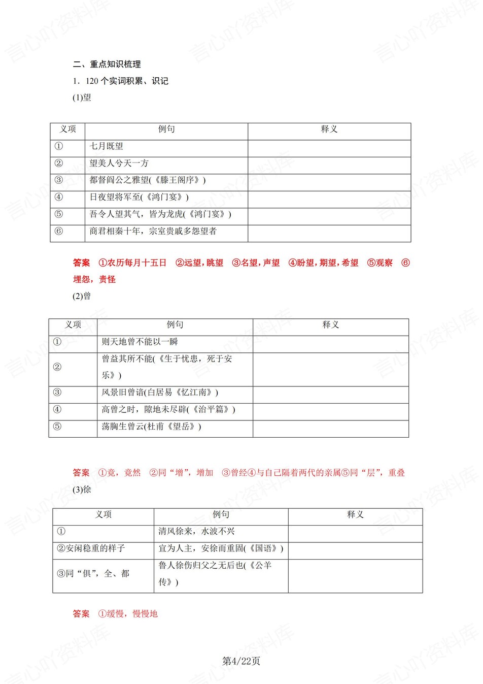 高中语文 | 统编必修上册文言文知识清单挖空训练重点梳理（背诵答案）插图高中语文3