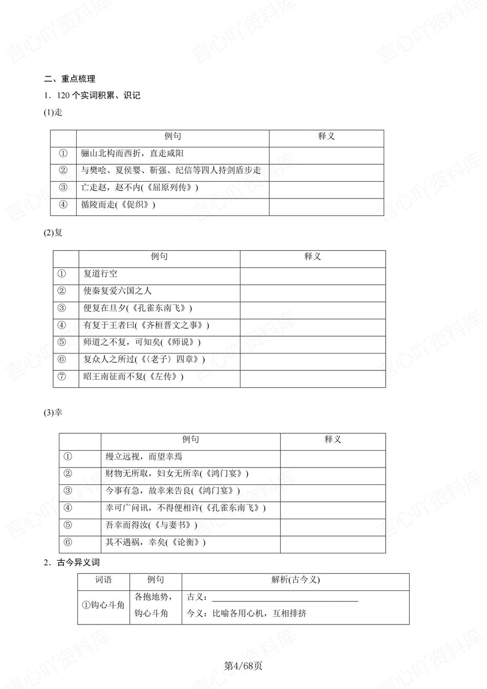 高中语文 | 统编必修下册文言文知识清单挖空训练重点梳理（填空默写）插图高中语文3
