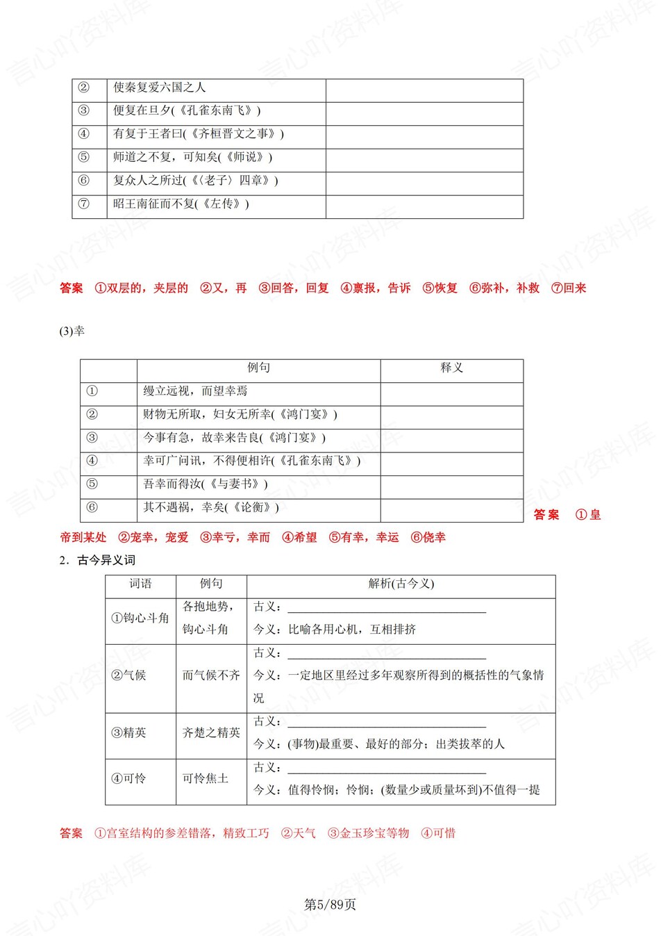 高中语文 | 统编必修下册文言文知识清单挖空训练重点梳理（背诵答案）插图高中语文4
