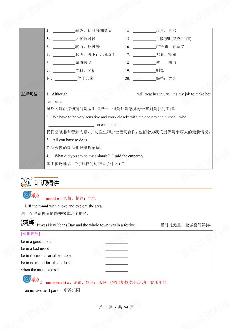 高中英语 | 新外研版选择性必修一同步清单填空背诵知识总结梳理（填空默写）插图高中英语1