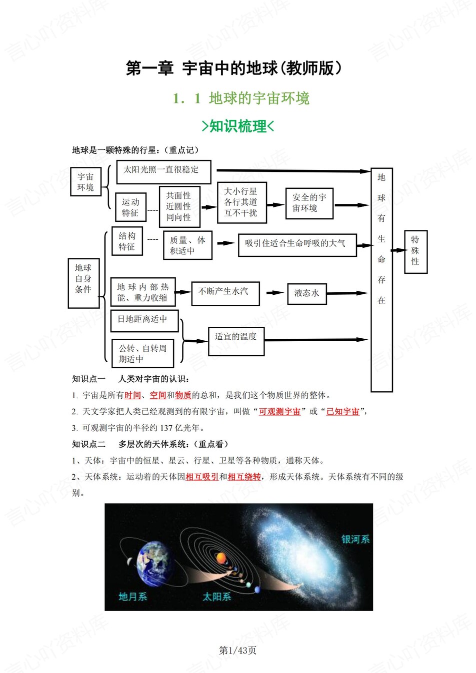 高中地理 | 新湘教版必修一同步清单填空背诵知识总结梳理（背诵答案）-言心吖资料库