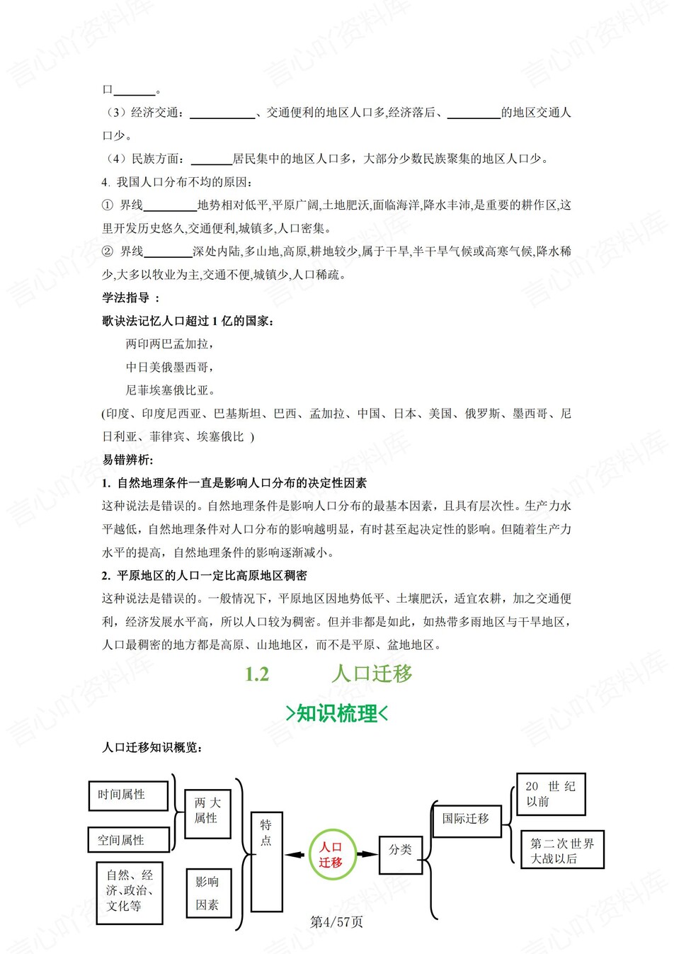 高中地理 | 新湘教版必修二同步清单填空背诵知识总结梳理（填空默写）插图高中地理3