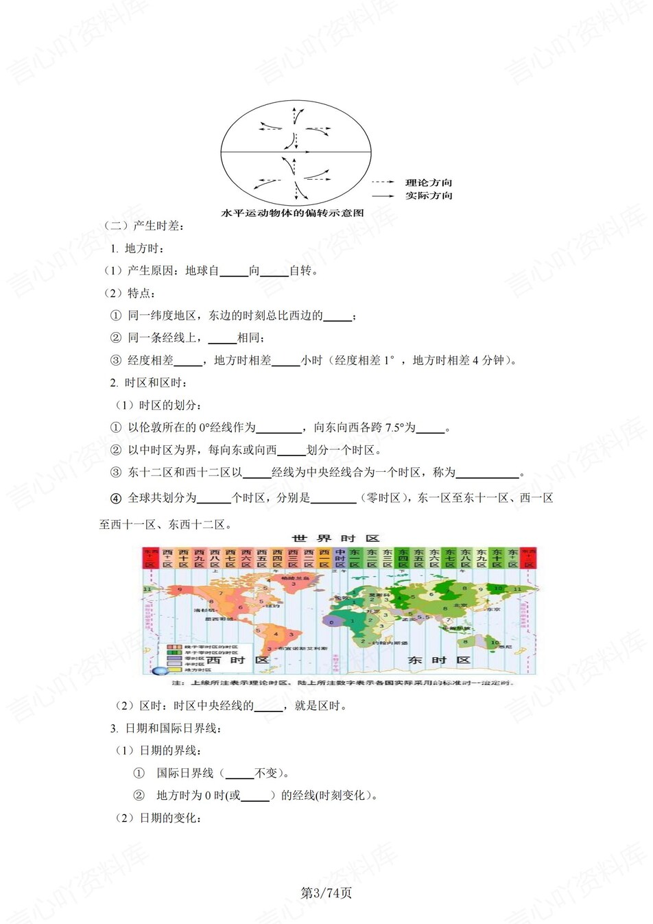 高中地理 | 新湘教版选择性必修一同步清单填空背诵知识总结梳理（填空默写）插图高中地理2