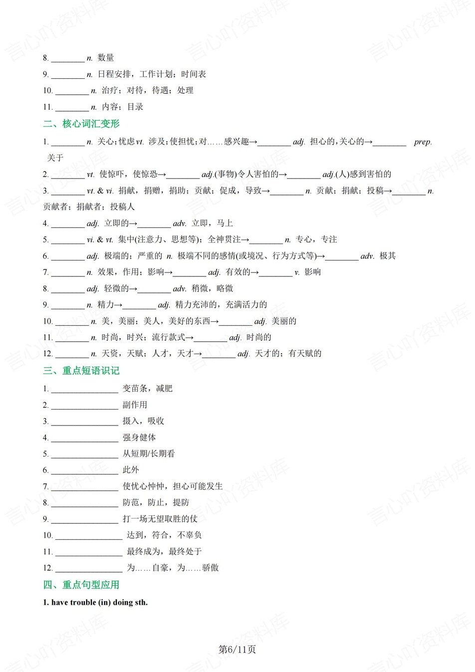 高中英语 | 新译林版必修一同步清单填空背诵知识总结梳理（填空默写）插图高中英语5