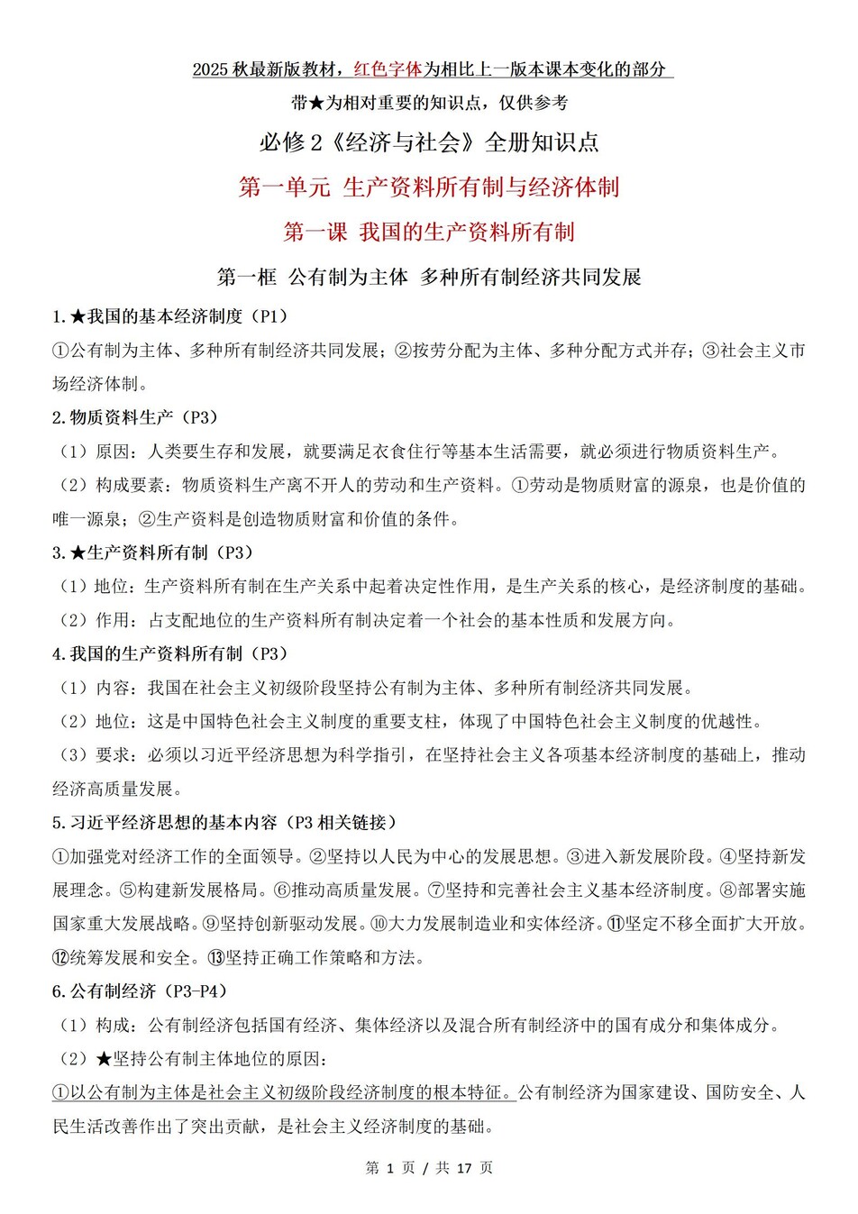 高中政治 | 统编版必修二最新版全册知识点总结归纳插图高中政治1