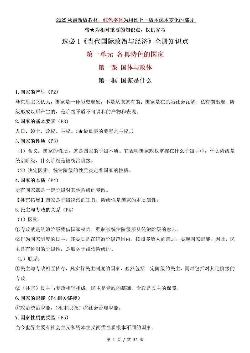 高中政治 | 统编版选择性必修一最新版全册知识点总结归纳插图高中政治1