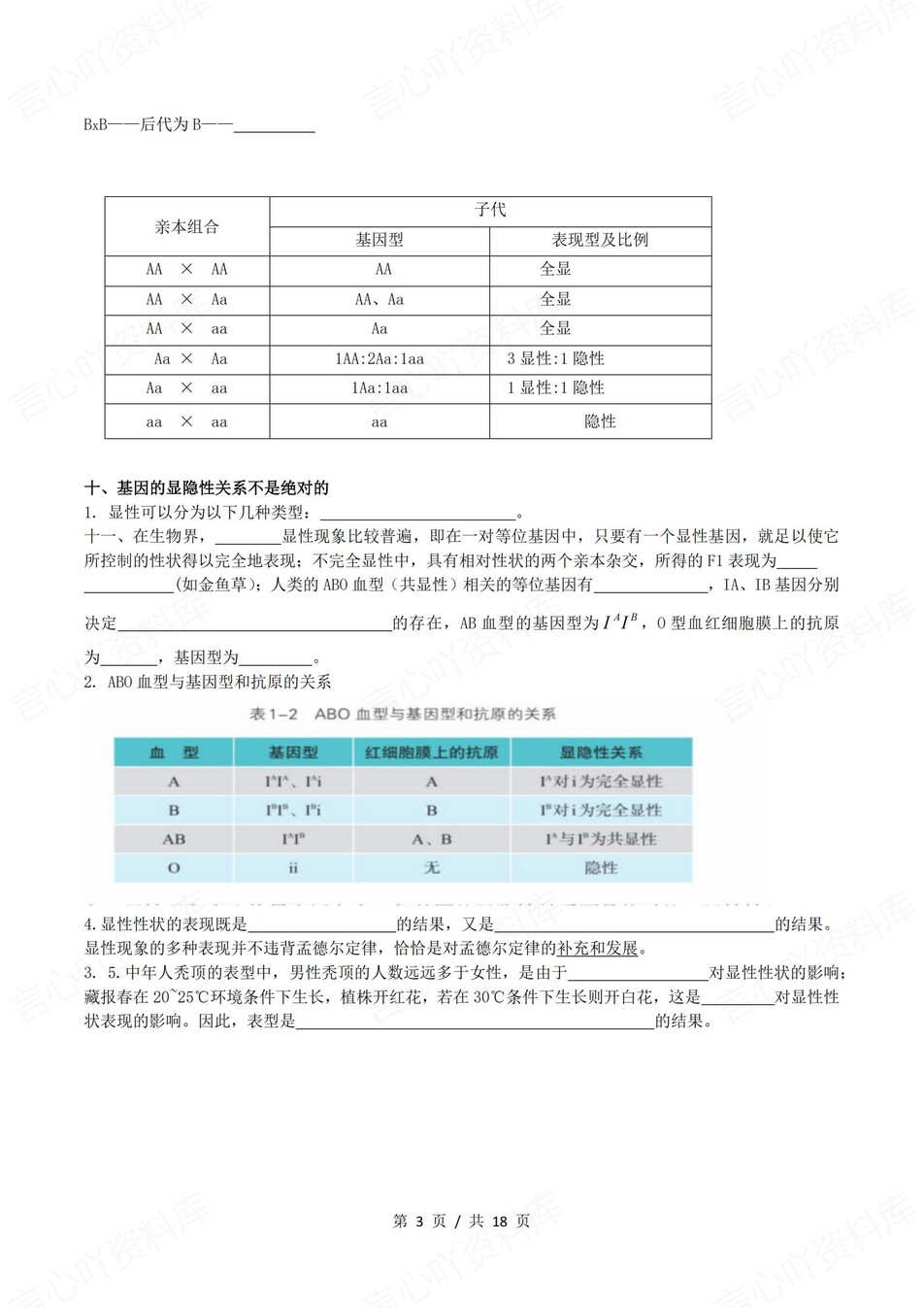 高中生物 | 新浙教浙科版必修二同步清单填空背诵知识总结梳理（填空默写）插图高中生物2