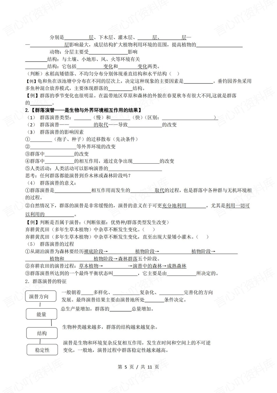 高中生物 | 新浙教浙科版选择性必修二同步清单填空背诵知识总结梳理（填空默写）插图高中生物4