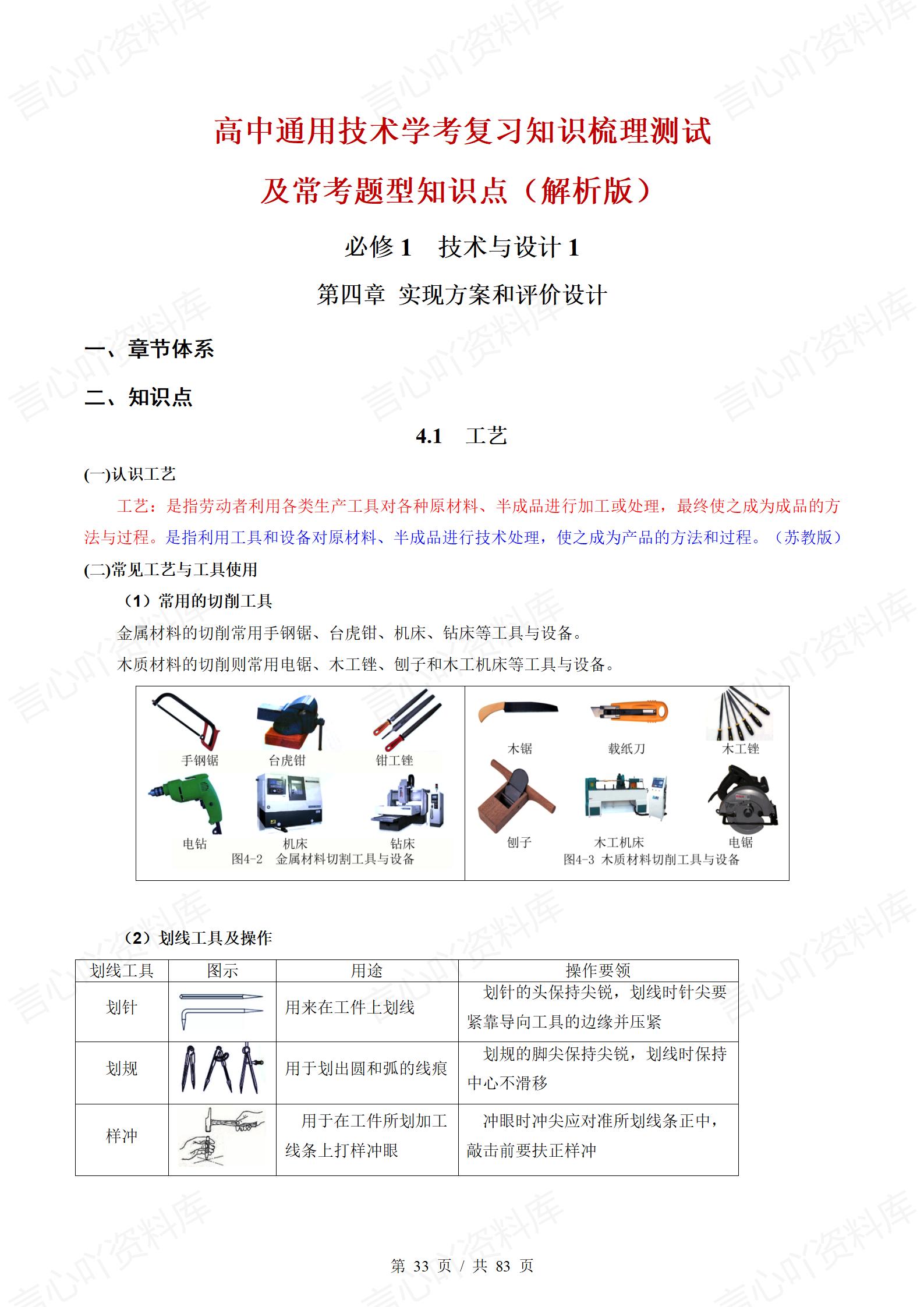 高中通用技术（粤科版）学业水平合格考学考会考知识复习测试原卷解析版常考题型知识点插图高中、高中专题专项4
