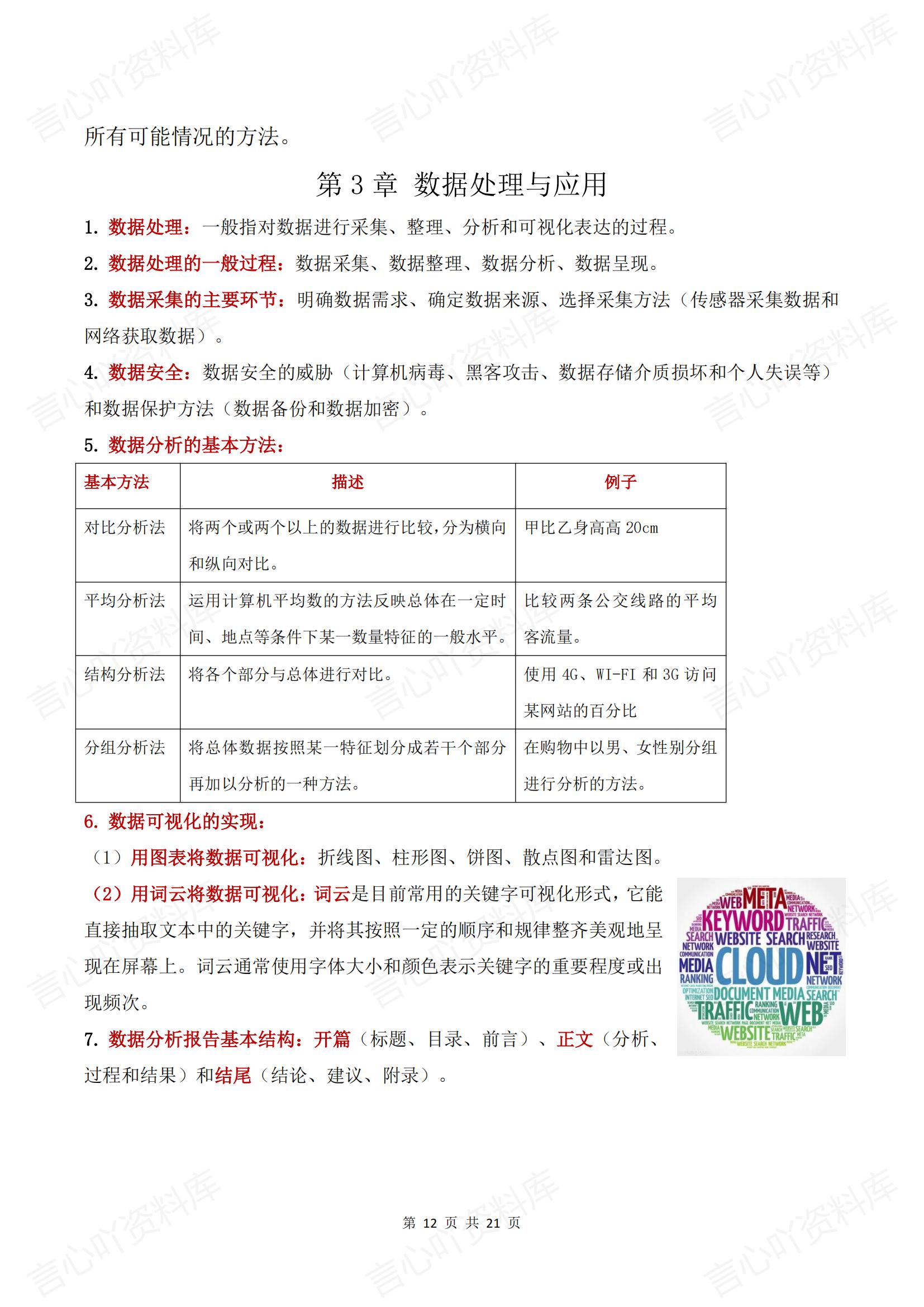 高中信息技术（人教中图版）必修学业水平合格考学考会考复习章节知识点插图高中、高中专题专项3