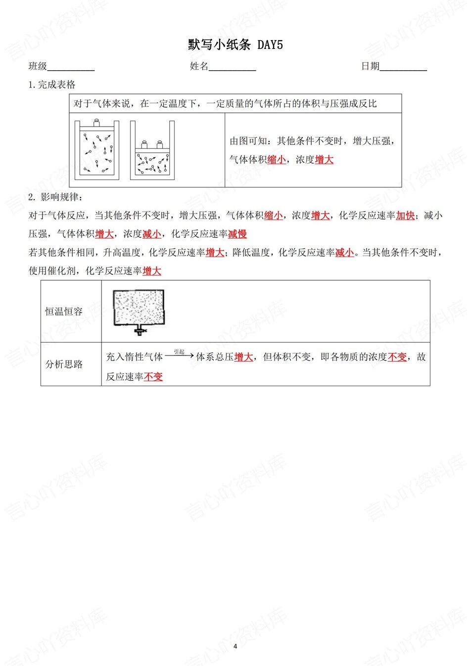 高中化学 | 通用版选择性必修一知识点默写小纸条填空梳理总结（背诵答案）插图高中化学3
